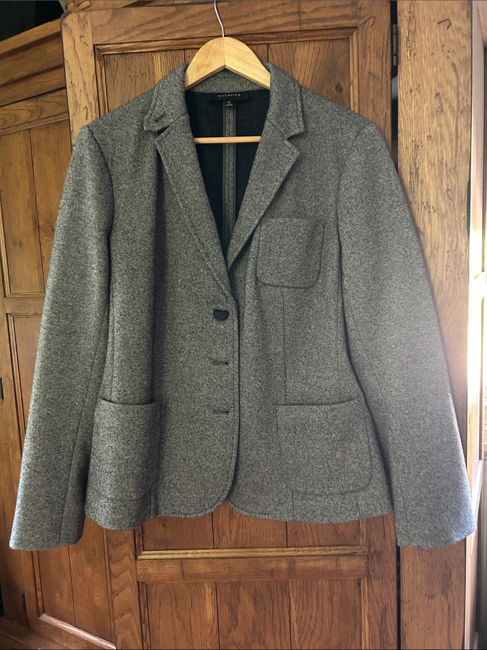 Talbots Heather Gray Wool-Blend Tailored Blazer